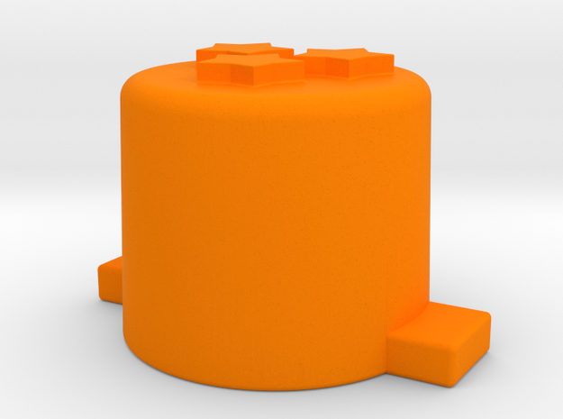 Three star button in Orange Processed Versatile Plastic