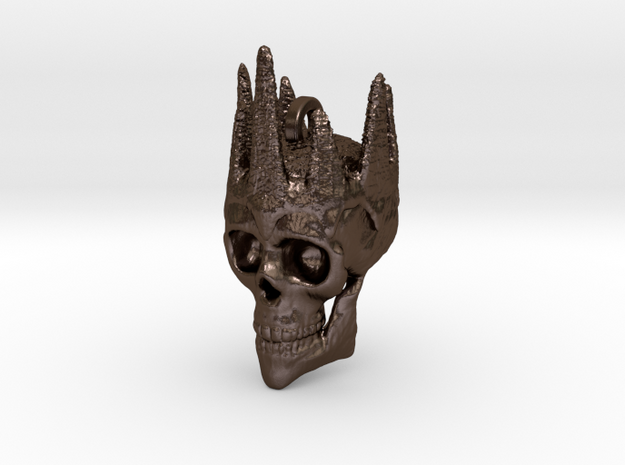 Czar of Devil Skull Keychain/Pendant  in Polished Bronze Steel