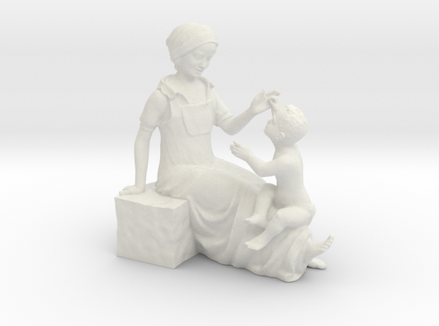 Son and Mother Decorative Ornaments Figurine in White Natural Versatile Plastic