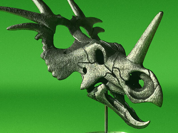 Styracosaurus skull - dinosaur model in White Natural Versatile Plastic: 1:16