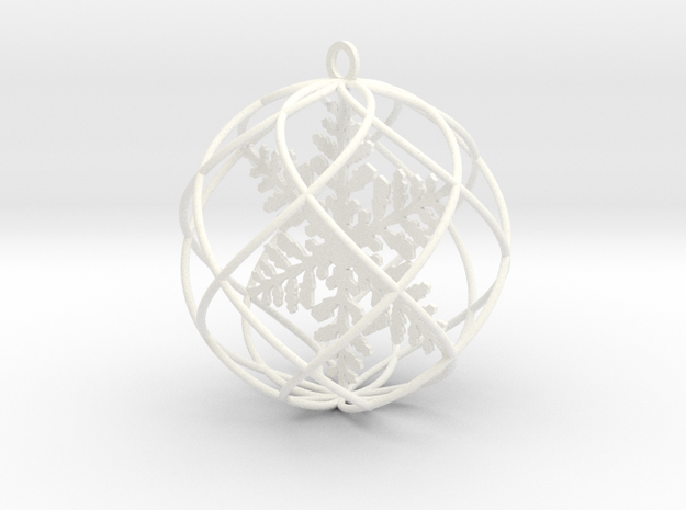 snowflake bauble ornament in White Processed Versatile Plastic
