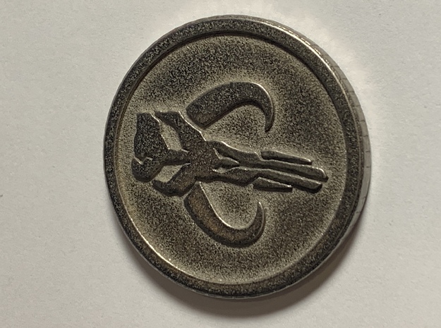 Mandalorian Coin (Sabacc) in Polished Bronzed-Silver Steel