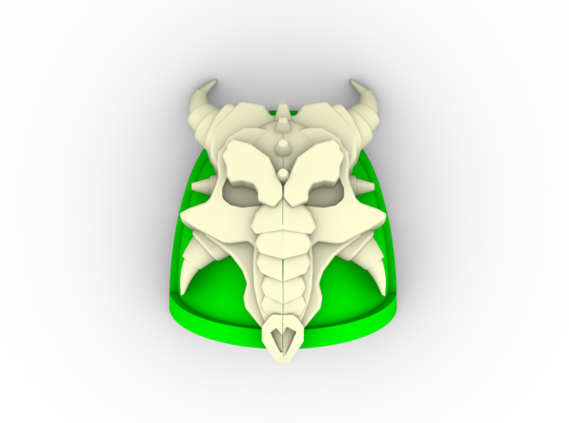 Space Dragons V7 Dragon Skull Shoulder Pads in Tan Fine Detail Plastic