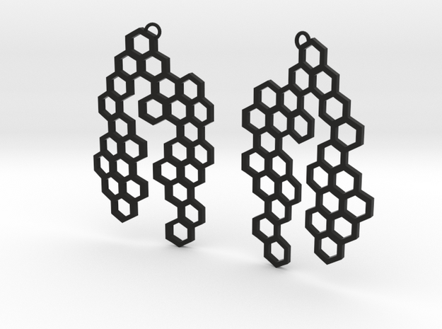 Honeycomb Earrings in Black Premium Versatile Plastic