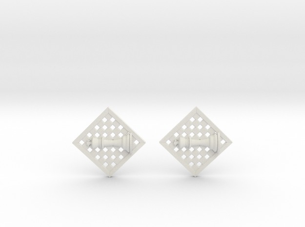 Chess Earrings - King in White Natural Versatile Plastic