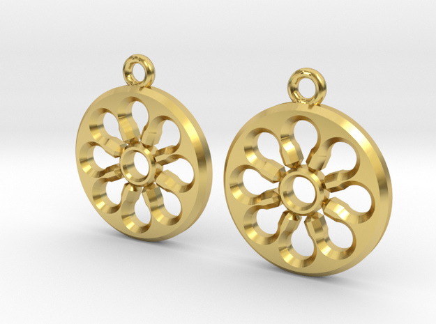 Rosette type 4 [earrings] in Polished Brass