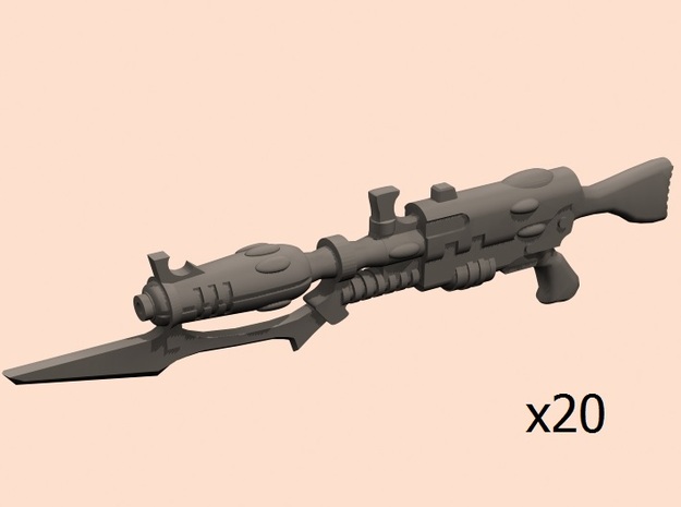 28mm Space Evil elf blaster bayonet in Tan Fine Detail Plastic