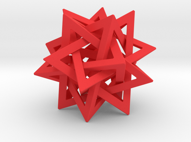 Tetrahedron 5 Star 2.4 diameter in Red Processed Versatile Plastic