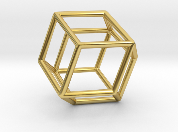 Rhombic Dodecahedron Pendant in Polished Brass