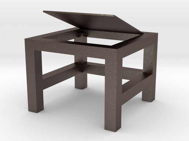 writing desk in Polished Bronzed-Silver Steel: Medium