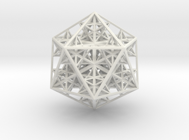 Nested 14 stellated dodecahedrons  in White Natural Versatile Plastic