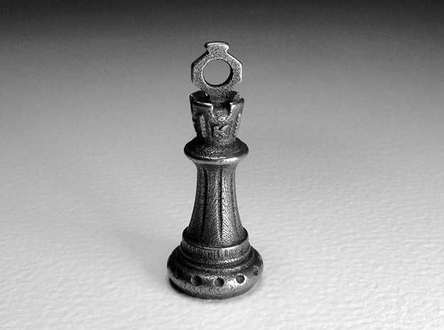 Chess King Pendant in Polished Bronzed Silver Steel