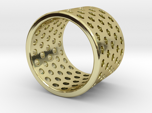 Round Holes Ring_B in 18k Gold Plated Brass: 8 / 56.75