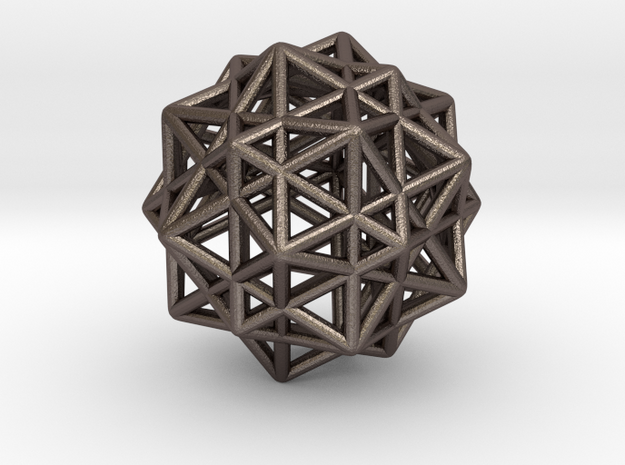 Star Faced Dodecahedron (Steel) in Polished Bronzed-Silver Steel