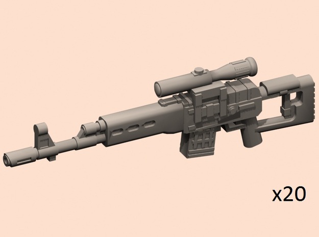 28mm SVD style sniper laser rifles in Smoothest Fine Detail Plastic