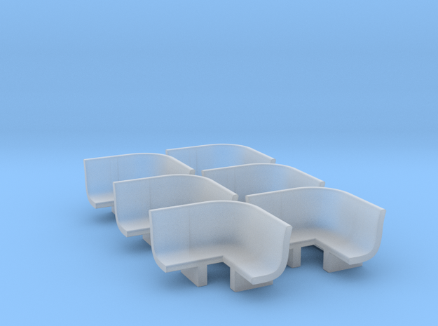 6pcs: N Scale Bench - Inside Radius in Smooth Fine Detail Plastic