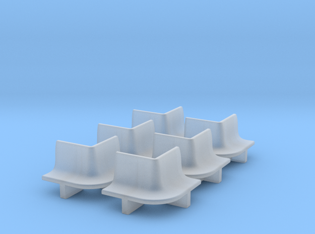 6pcs: N Scale Bench - Outer Radius in Smooth Fine Detail Plastic