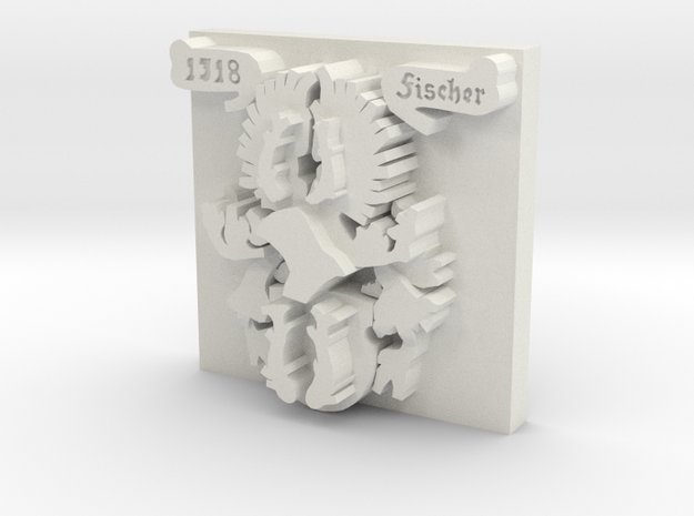 Fischer Crest 1 inch by 1 inch version in White Natural Versatile Plastic