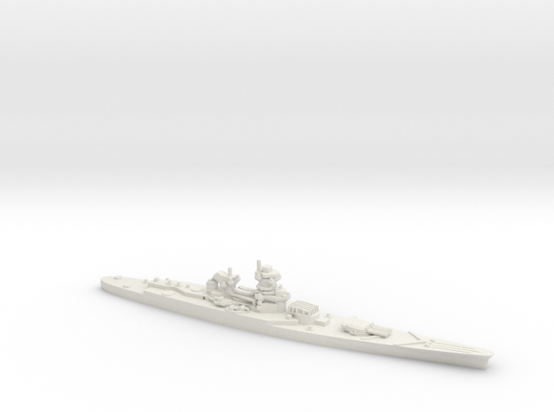 French Battleship Jean Bart in White Natural Versatile Plastic: 1:1800