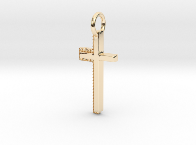 Gold Cross Pendant Geek Video Game Jewelry Pixl By in 14K Yellow Gold