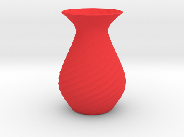 Spiral vase planter pot in Red Processed Versatile Plastic