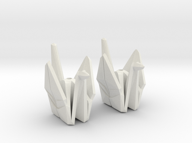 Origami Crane Bead Earrings in White Natural Versatile Plastic