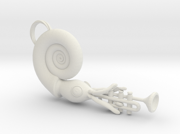 Nautilus Playing a Trumpet in White Natural Versatile Plastic