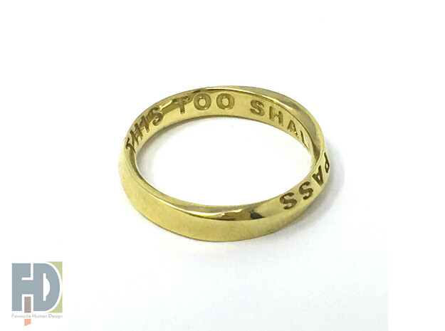 THIS TOO SHALL PASS MOBIUS RING LARGER SIZE 4.5mm  in 14k Gold Plated Brass: 9.75 / 60.875