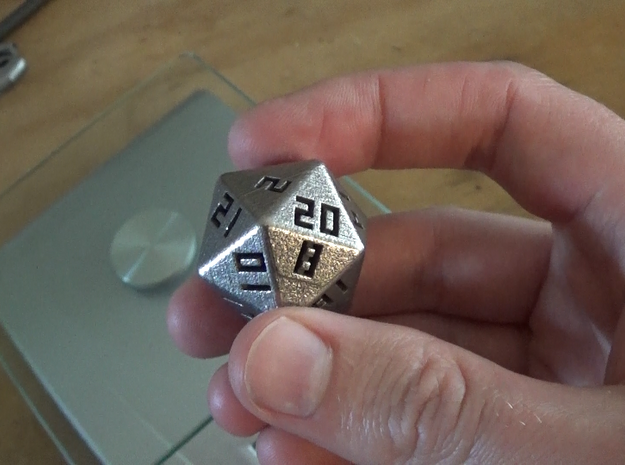 Hollow D20 v1 in Polished Bronzed Silver Steel
