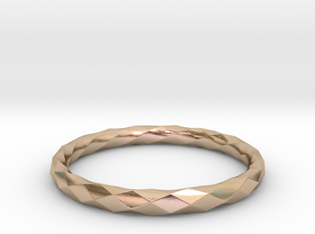 Mobius Diamond Check Ring in 14k Rose Gold Plated Brass: 8 / 56.75