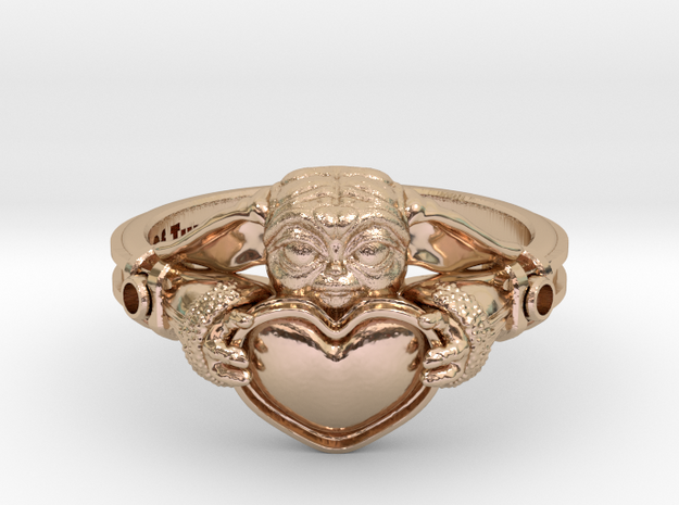 Baby Yoda Ring US Size 3.5  in 14k Rose Gold Plated Brass