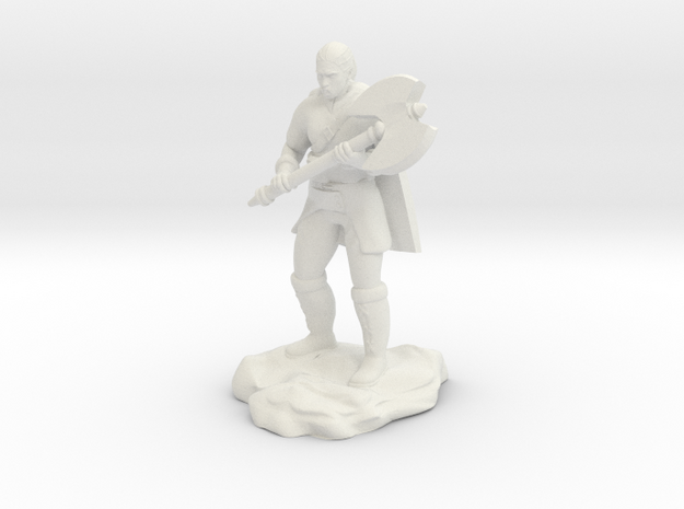 Half Orc Barbarian Soldier with Axe in White Natural Versatile Plastic