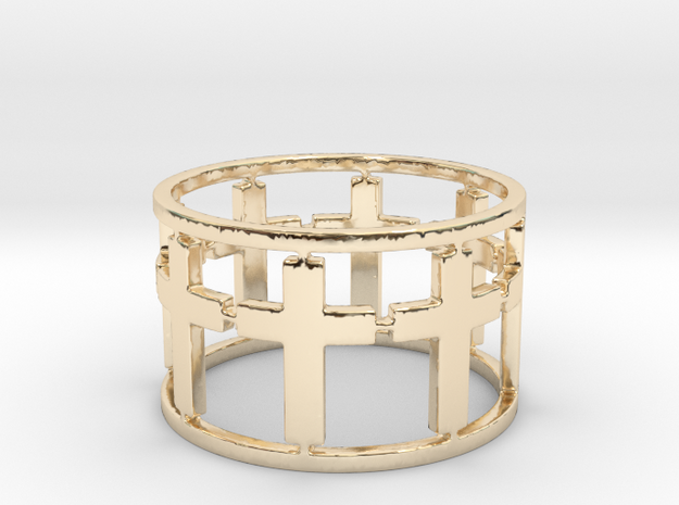 15 Cross Open Ring Size 7.5 in 14K Yellow Gold
