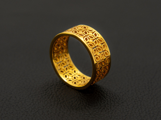 Kawung Filigree Gold Ring in 14k Gold Plated Brass: 8 / 56.75