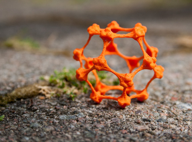 Organic Geometric Fractal Lifeform Pendant in Orange Processed Versatile Plastic