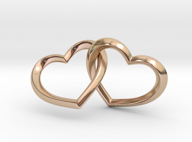Connected Hearts Pendant in 14k Rose Gold Plated Brass: Small