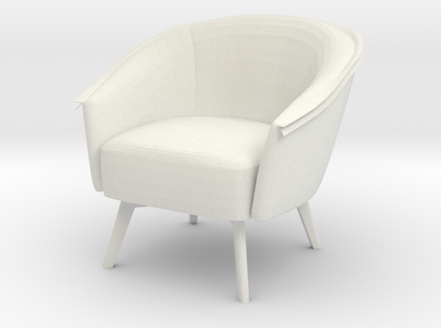 Miniature 1:12 Arcmchair in White Natural Versatile Plastic: 1:12