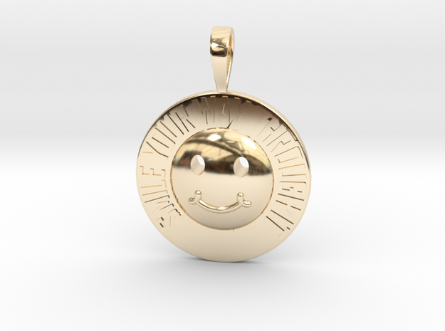 Smile Your Way Through It Coin Pendant in 14k Gold Plated Brass