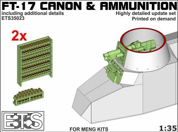 ETS35023 - FT-17 Canon and ammunition [1:35] in Tan Fine Detail Plastic