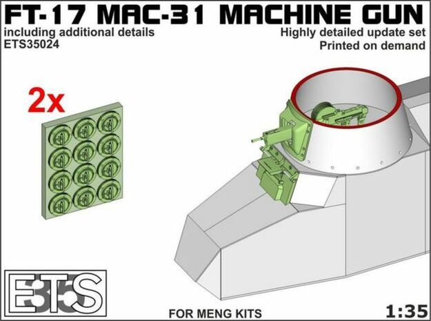 ETS35024 - FT-17 MAC31 machine gun [1:35] in Tan Fine Detail Plastic