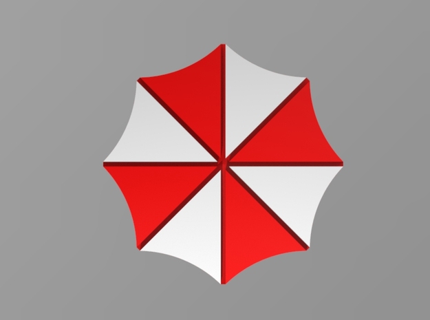 Umbrella - icon in Red Processed Versatile Plastic
