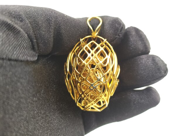 European Dragon egg pendant in Rhodium Plated Brass