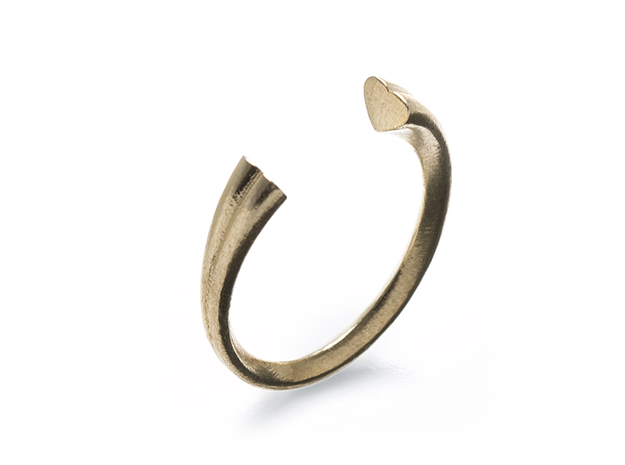 Heart Ring (slim) in Natural Brass: 7 / 54