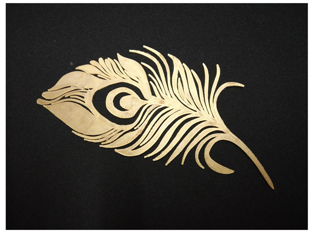 Peacock Feather Bookmark in Tan Fine Detail Plastic