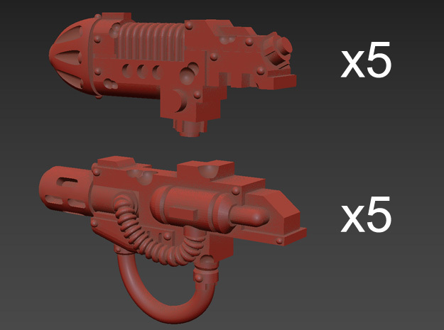 5 x Melta + 5 x Plasma Blight Terminator Combi Gun in Tan Fine Detail Plastic