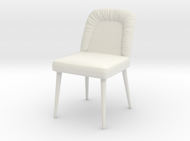 Modern Miniature 1:24 Chair in White Natural Versatile Plastic: 1:24