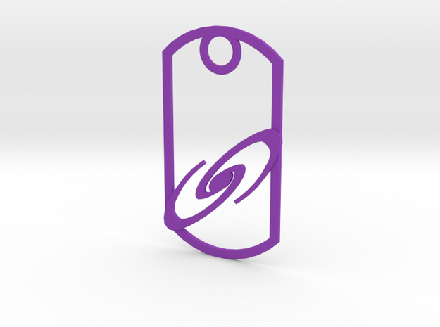 Spiral galaxy dog tag in Purple Processed Versatile Plastic