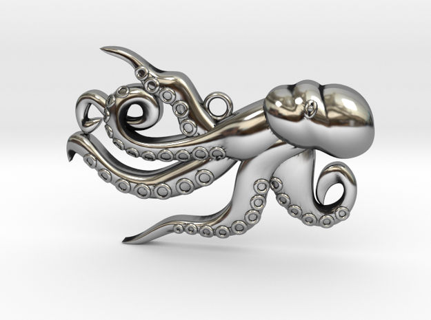 Playful Octopus  in Antique Silver