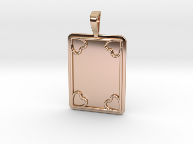 Tag with Hearts in 14k Rose Gold Plated Brass