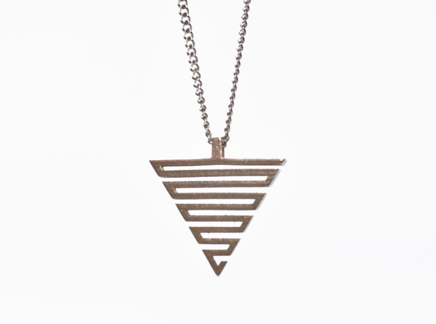 Labyrinth pendant in Polished Bronzed-Silver Steel